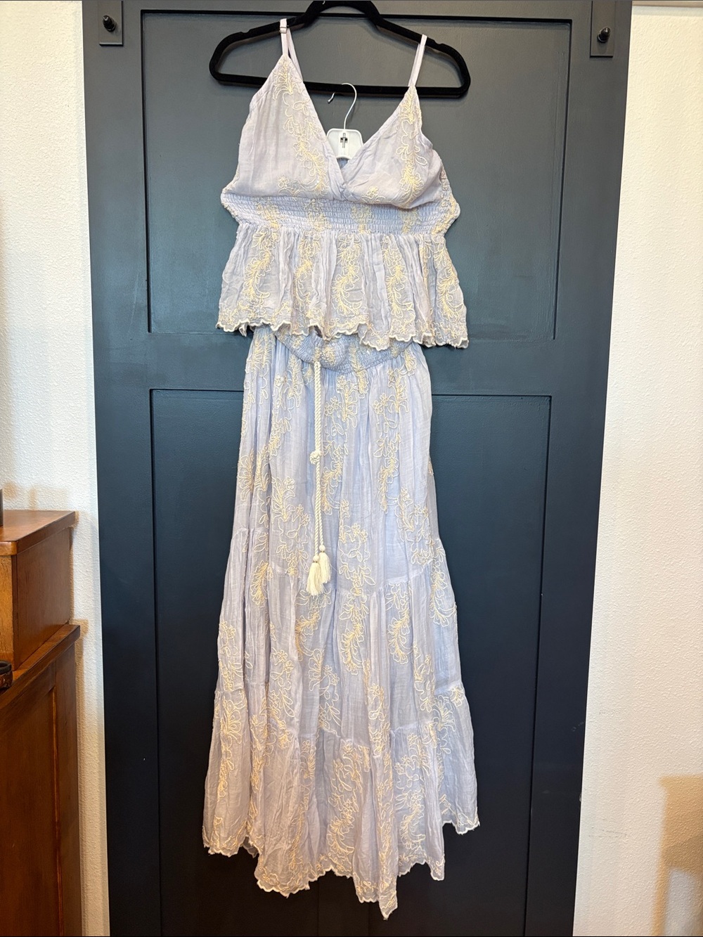 712. POL Embroidered Two-Piece Skirt Set with Cream Accents